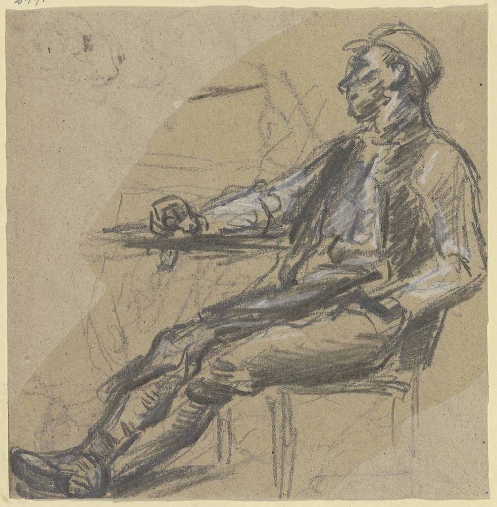 Farmer sitting at a table, Anton Burger