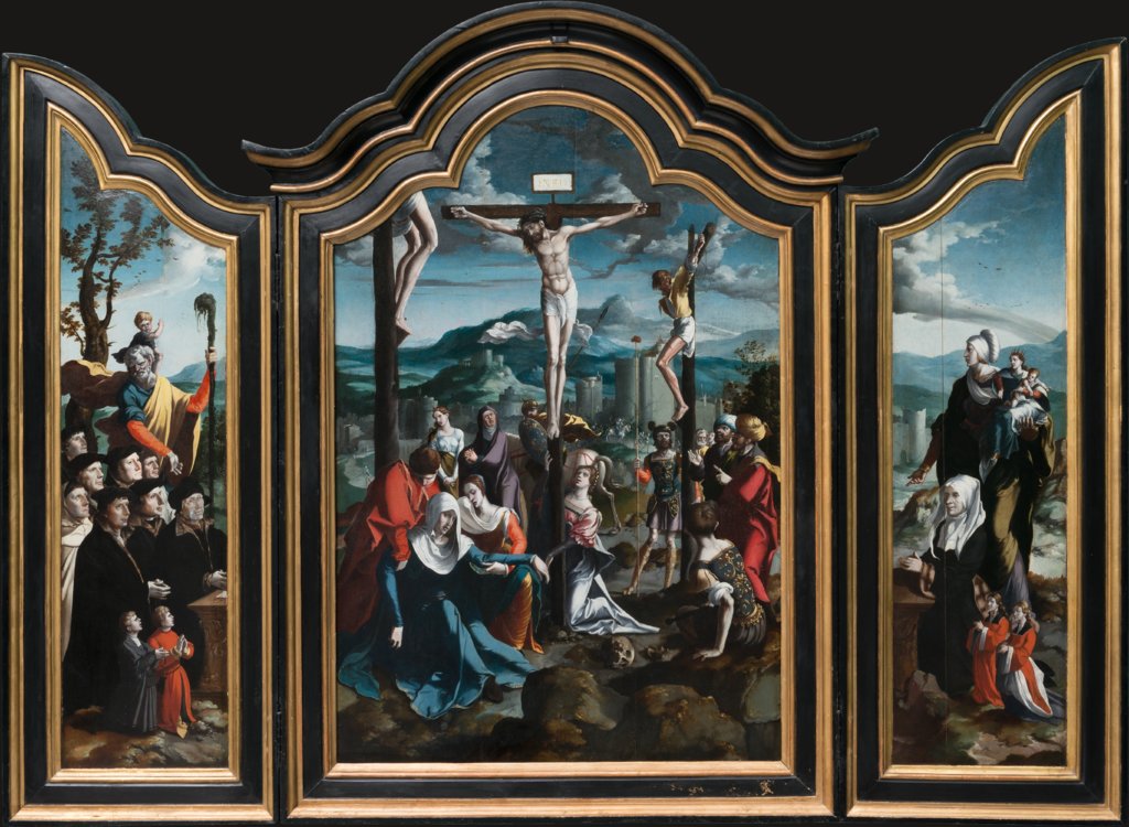 Triptych with the Crucifixion, Saints and Donors, North Netherlandish Master ca. 1530, Jan Swart;   ?