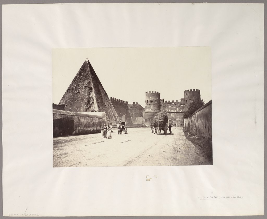 Rom: Via Ostiense mit Cestius-Pyramide und Porta San Paolo, Gioacchino Altobelli;   zugeschrieben