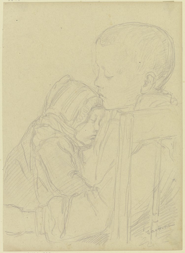 Boy with sleeping child, Jacob Happ