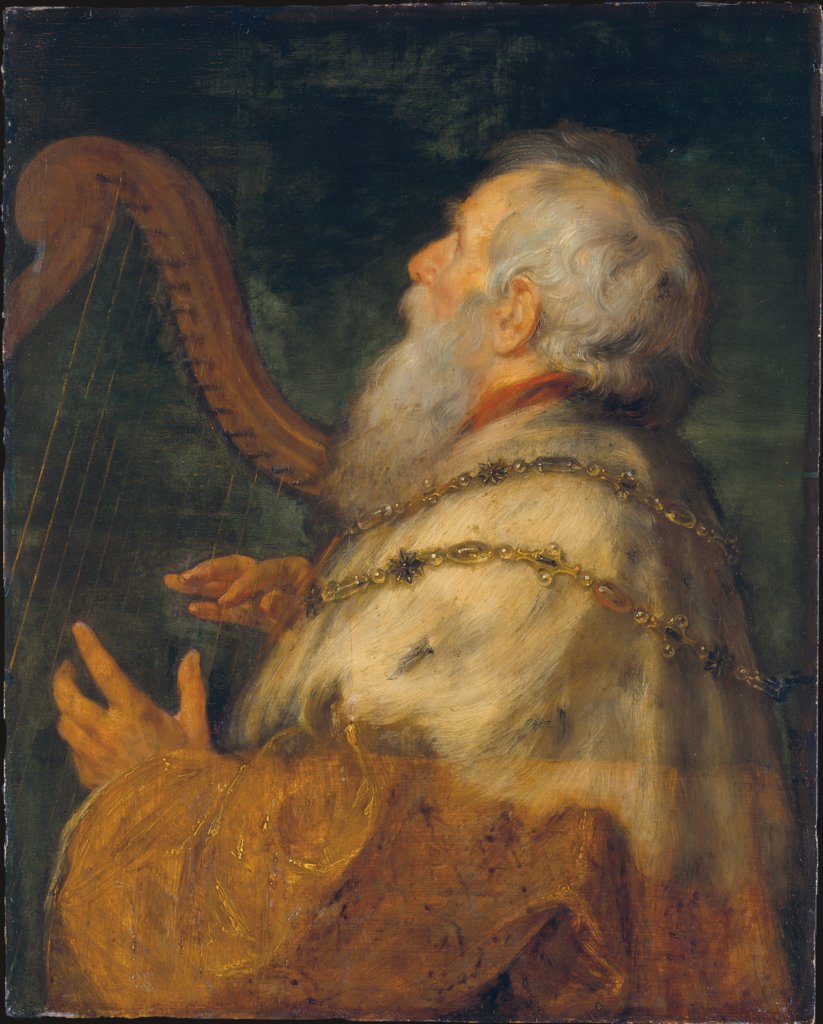 Studienkopf eines alten Mannes, nachträglich erweitert zu König David spielt die Harfe
, Peter Paul Rubens, Jan Boeckhorst