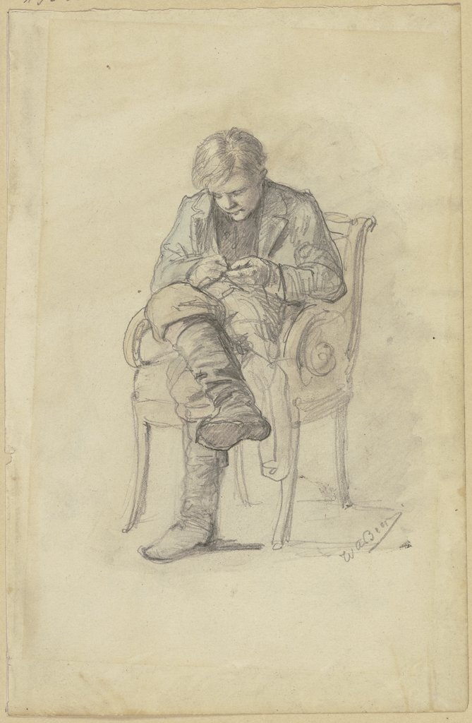 Young man on a chair, Wilhelm Amandus Beer