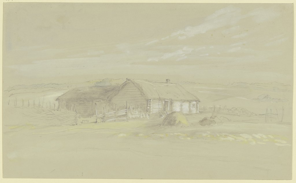 Farmstead with straw roof, Wilhelm Amandus Beer