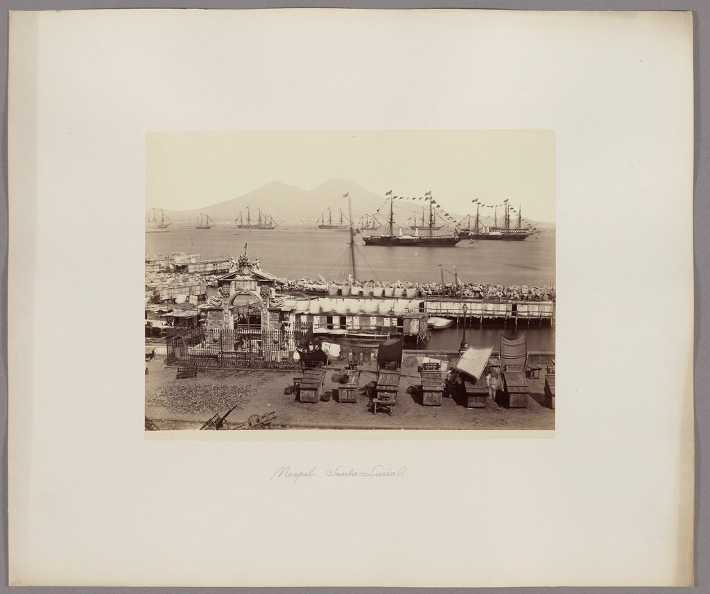 Naples: Santa Lucia with a View of the Gulf and Mount Vesuvius, Giorgio Sommer;   attributed