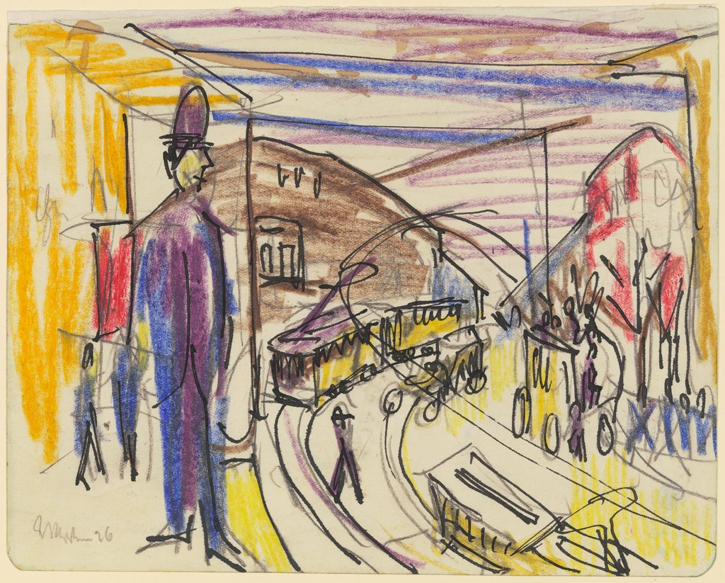 Großstadtstraße mit Trambahnen, Ernst Ludwig Kirchner