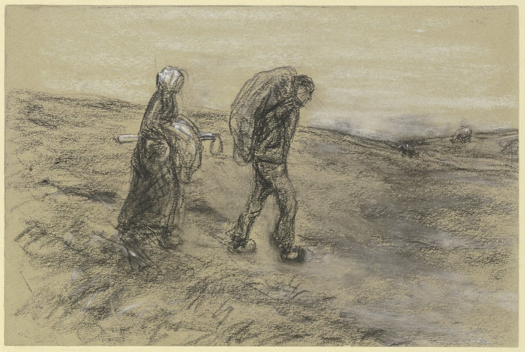 Arbeiter mit Frau von der Feldarbeit heimkehrend, Max Liebermann