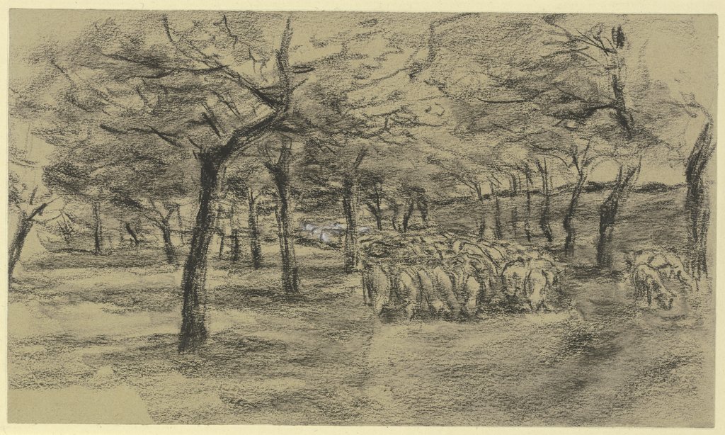 Schafherde auf einer Allee, Max Liebermann