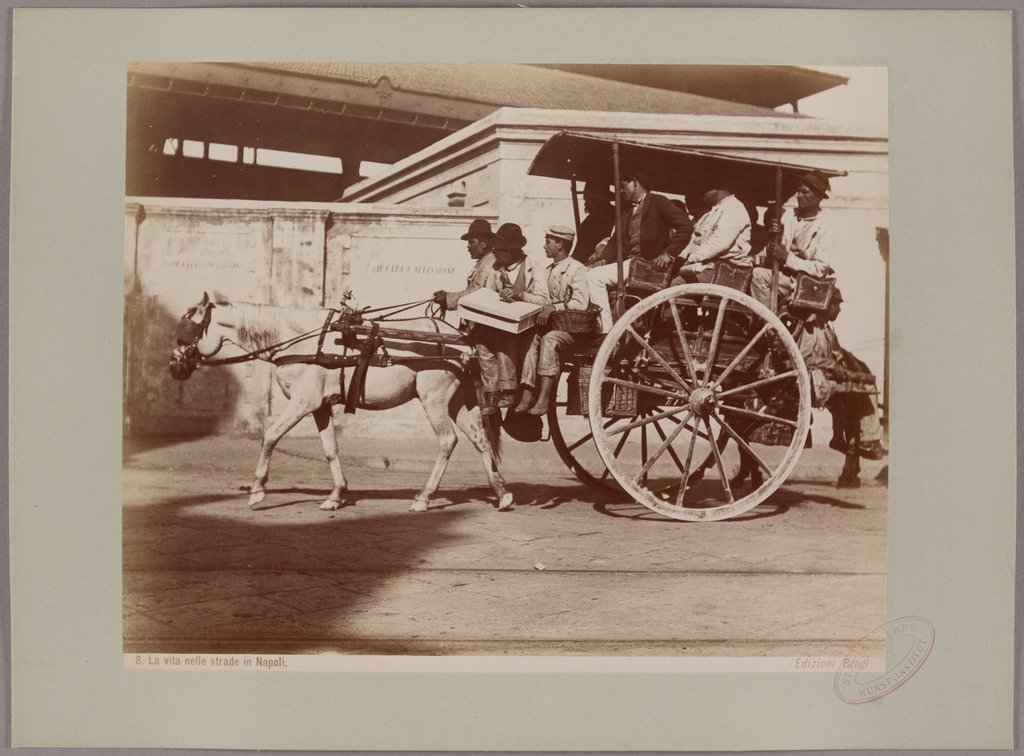 Naples: Street Scene with Horse-Drawn Carriage, Edizioni Brogi, Giacomo Brogi, Carlo Brogi