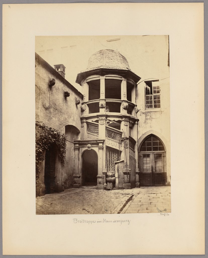 Frankfurt am Main: Outdoor staircase, House Limpurg, no. 4, Carl Friedrich Mylius