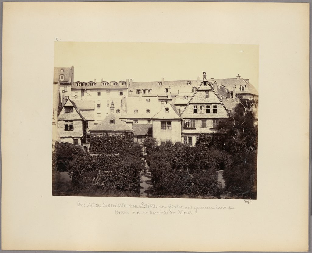 Frankfurt am Main: View of the Cronstettisches Stift from the garden, with archive and imperial kitchen, no. 10, Carl Friedrich Mylius