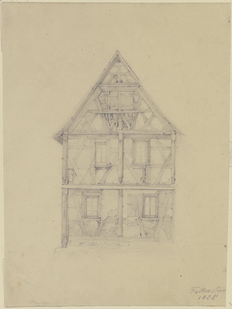 Altes Haus mit schönem Fachwerk, Jakob Fürchtegott Dielmann