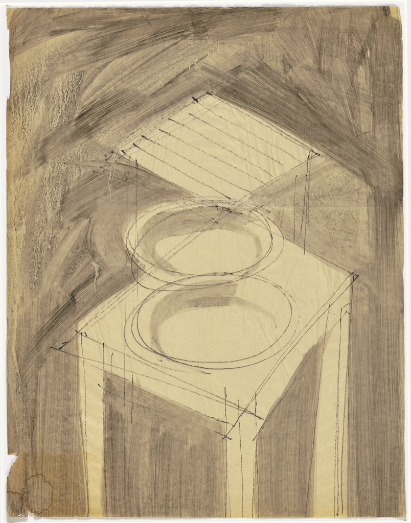 Two plates on a stool, Fritz Klemm