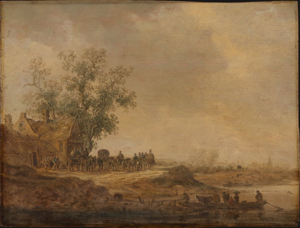 Der Halt vor dem Wirtshaus, Jan van Goyen