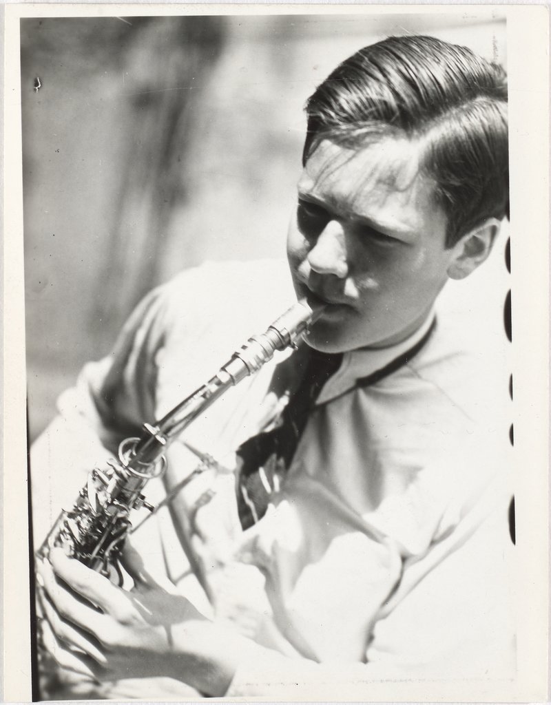 Untitled (Bauhaus student Playing a saxophone), T. Lux Feininger