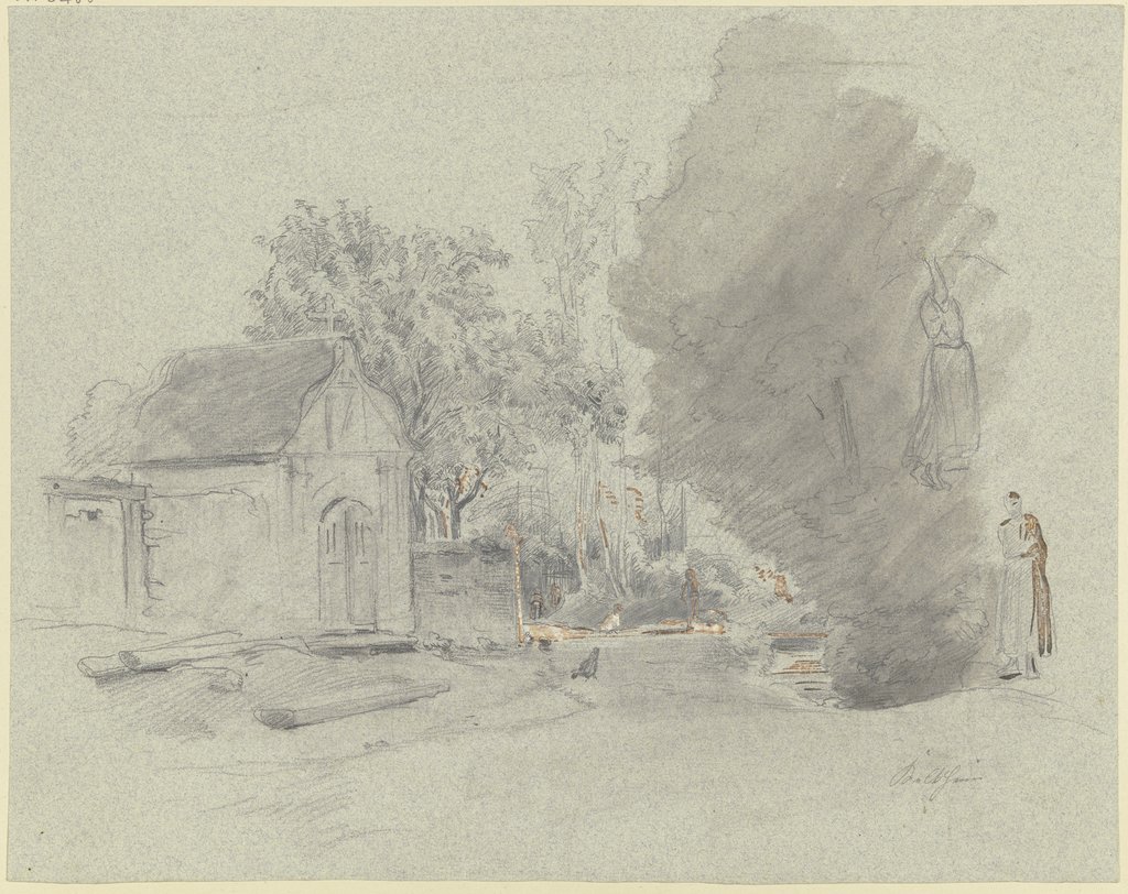 Chapel next to a stream, Jakob Fürchtegott Dielmann