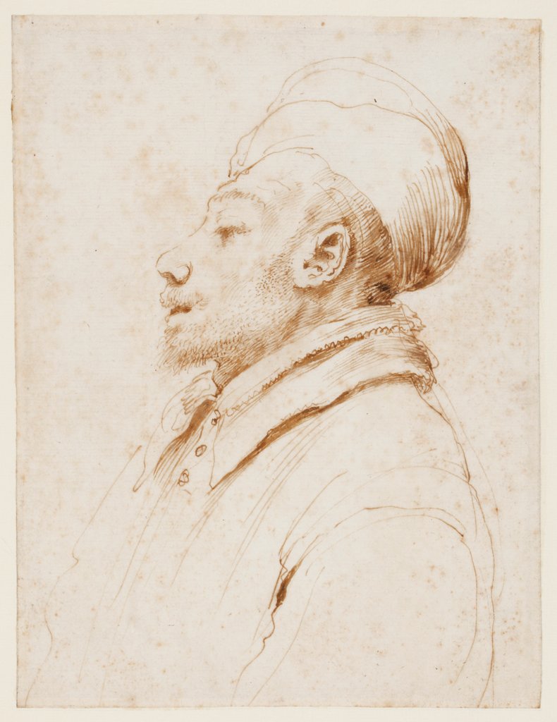 Caricature of a man in profile to the left, Guercino (Giovanni Francesco Barbieri)