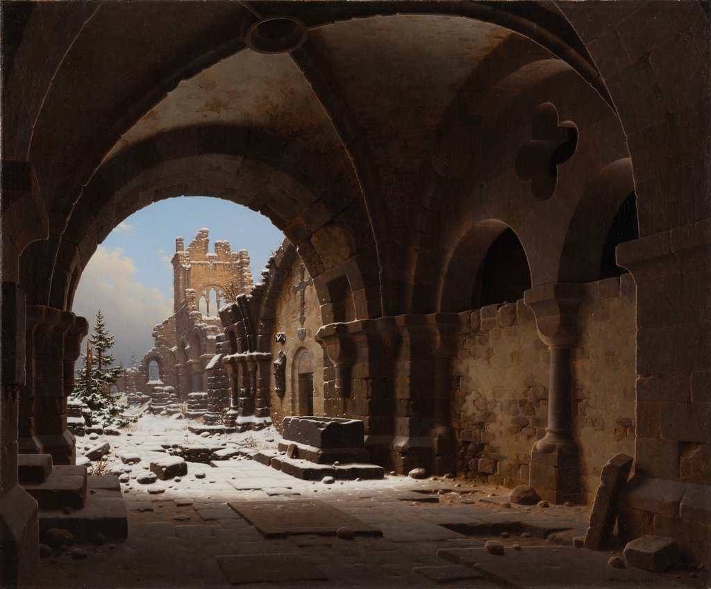 Kirchenruine im Winter, Carl Georg Adolph Hasenpflug