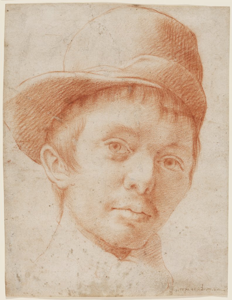 Study of the head of a youth with visor cap, Cristofano Allori