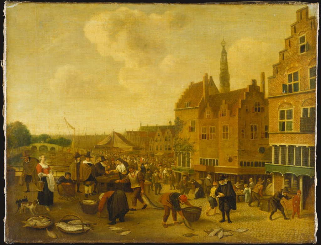 Der Fischmarkt zu Leiden, Jan Steen