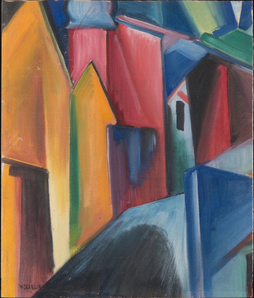 Haus mit Zwiebelturm (Fragment), Walter Dexel