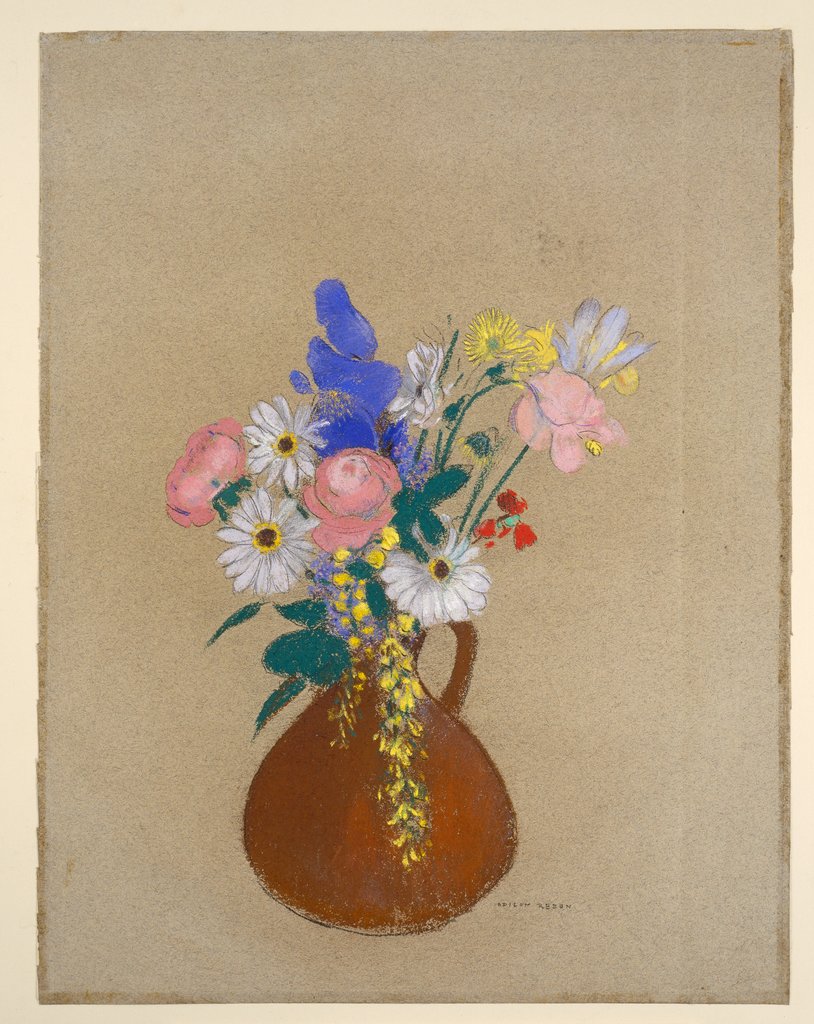 Blumenstrauß in brauner Tonvase, Odilon Redon