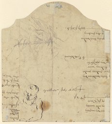 Halbfigur nach links, ungedeutete Skizze sowie Notizen, Pieter Coecke van Aelst