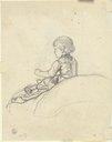 Sitzendes kleines Mädchen, Rückenfigur, Jakob Becker