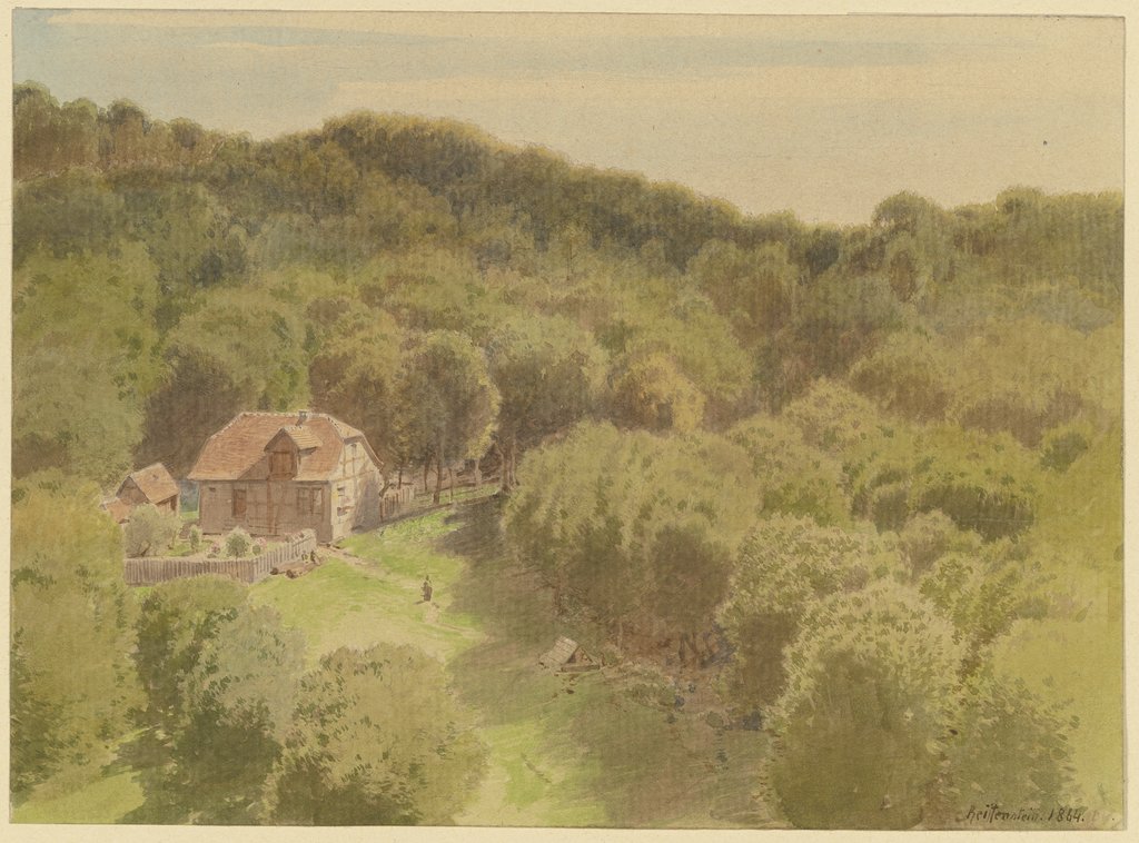 Bauernhof auf einer Waldlichtung im Harz, Carl Theodor Reiffenstein