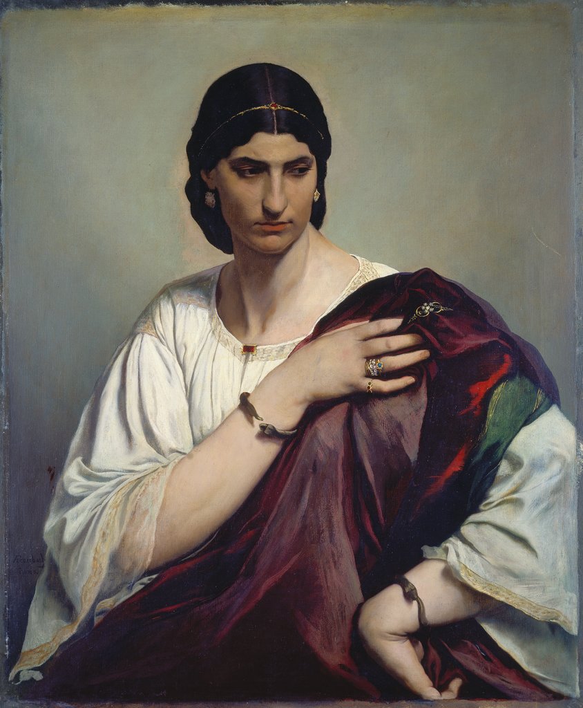 Bildnis einer Römerin in weißer Tunika und rotem Mantel (Lucrezia Borgia), Anselm Feuerbach