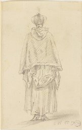 Stehende Frau mit Umhang in Rückansicht, Daniel Chodowiecki