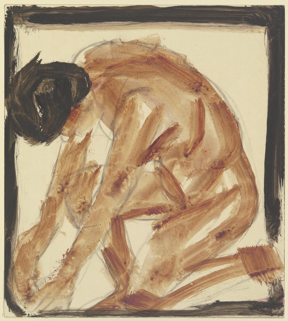 Kneeling nude to the left, Christian Rohlfs