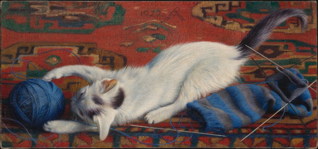 Katze mit Wollknäuel, Richard Müller