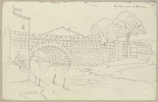 Antike Brücke in Cagli, Ponte Malio genannt, Johann Anton Ramboux