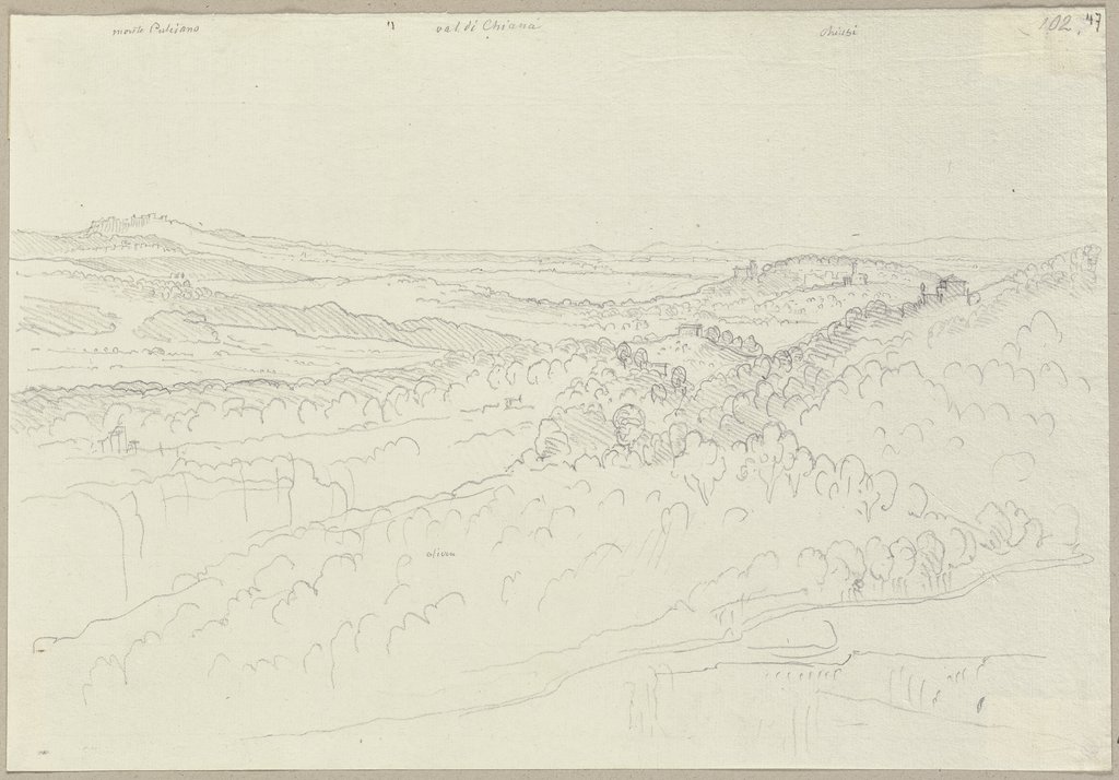 Ansicht von Val di Chiana nebst der Stadt Chiusi und Montepulciano, Johann Anton Ramboux