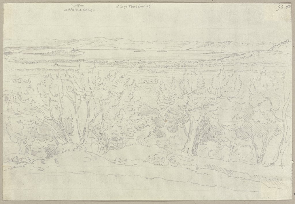 Der Trasimenische See sowie Castiglione del Lago aus der Sicht von Città della Pieve, Johann Anton Ramboux