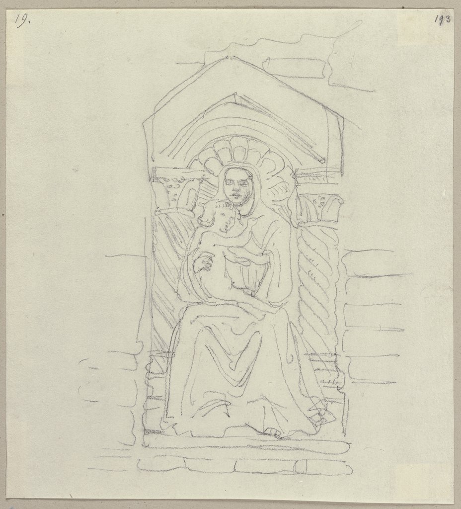 Madonnenbild in gebrannter Erde über der Eingangstüre des Hauses von Bramante, Johann Anton Ramboux