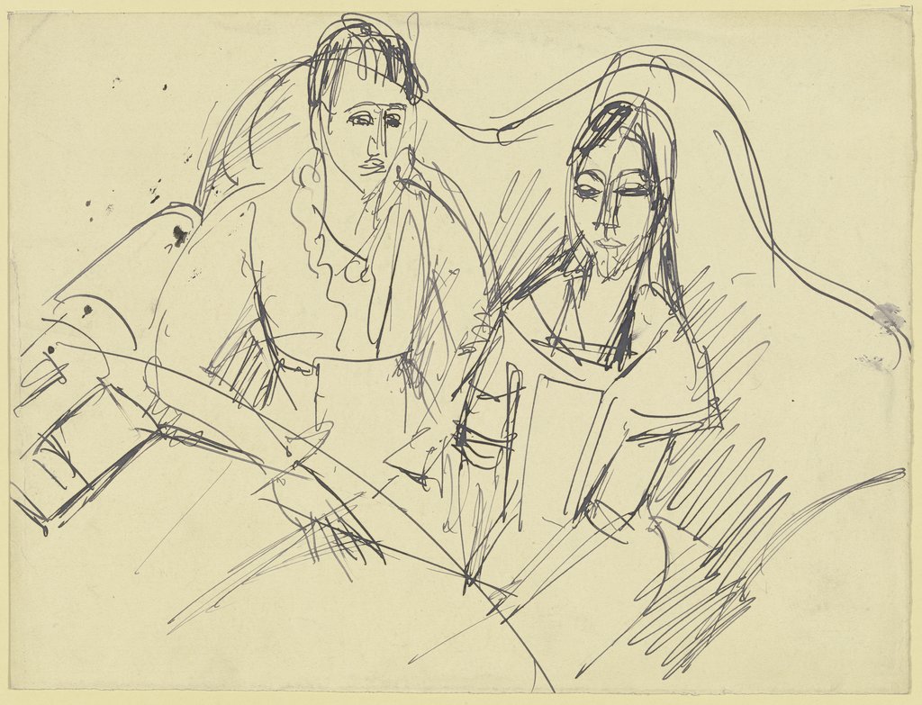 Paar auf einem Sofa am Tisch, Ernst Ludwig Kirchner