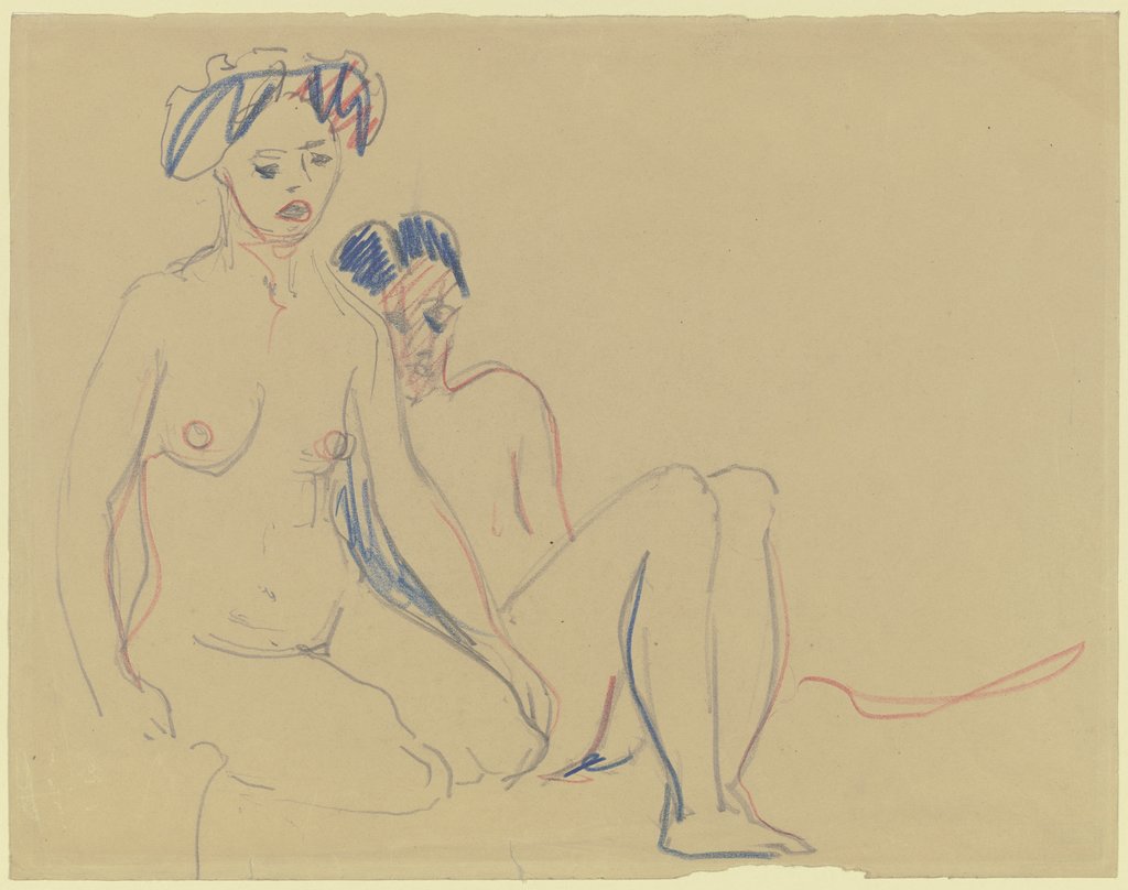 Sitting naked couple, Ernst Ludwig Kirchner