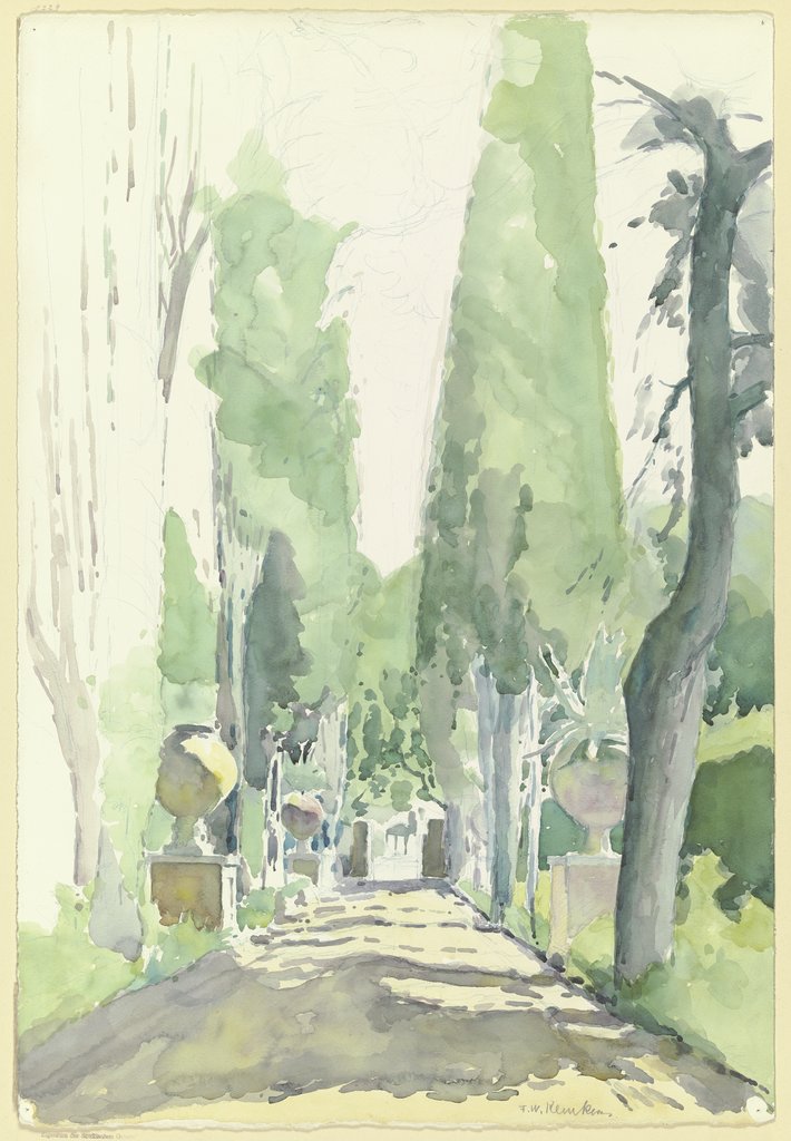 Allee in einem italienischen Park (Villa Massimo, Rom), Friedrich Wilhelm Kleukens