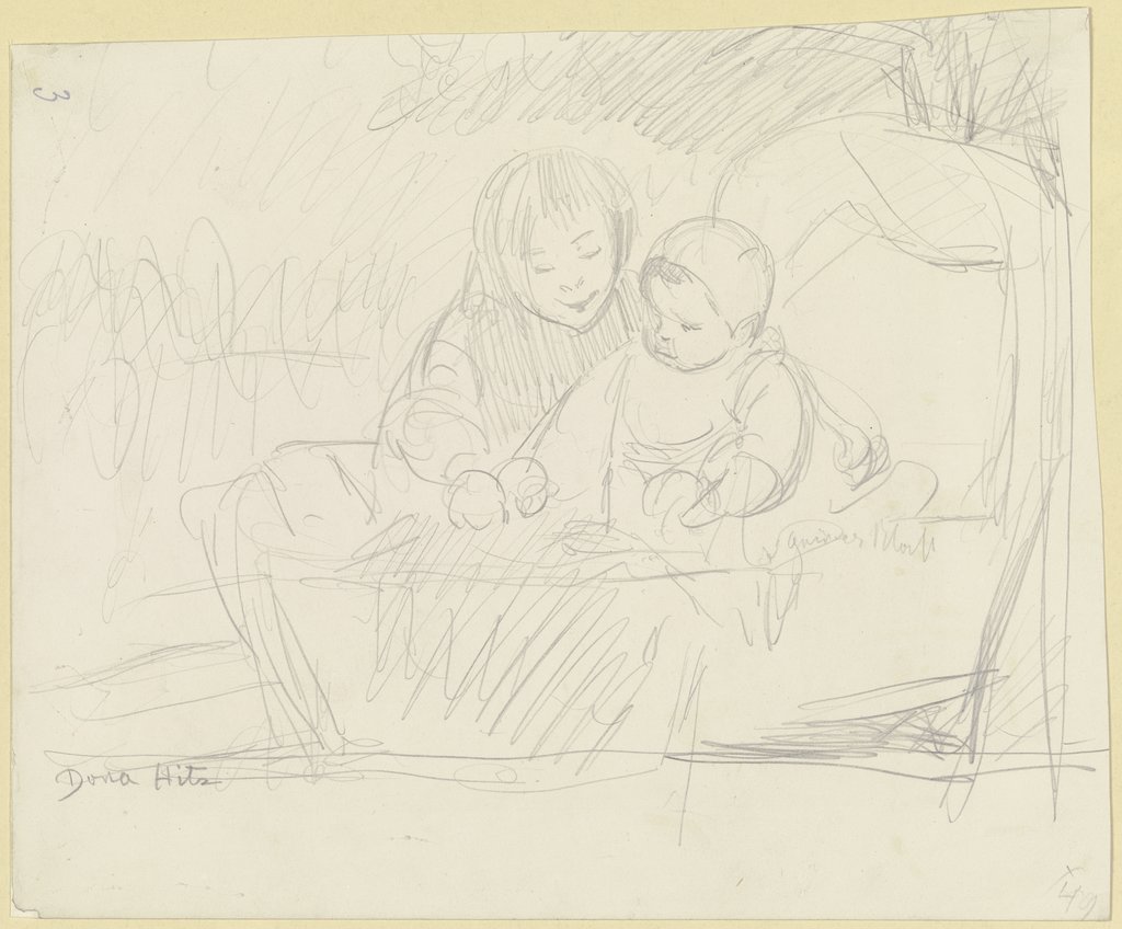 Two playing children, Dora Hitz