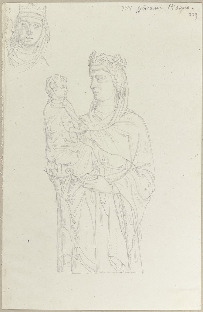 Mary with baby Jesus, Johann Anton Ramboux, after Giovanni Pisano