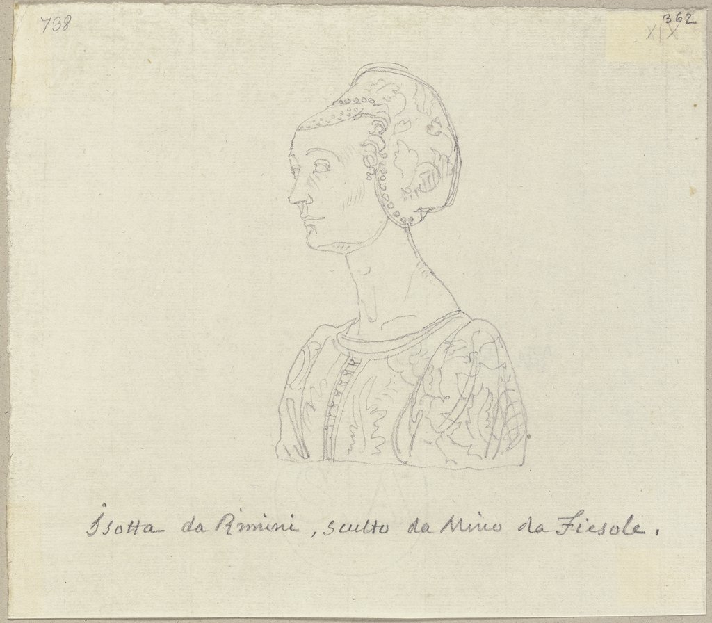 Eine Mamorbüste von Isotta von Rimini, Johann Anton Ramboux, nach Mino da Fiesole