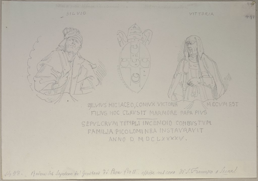 Grabmal von Silvio und Vittoria Piccolomini, den Eltern von Papst Pius II., in San Francesco in Siena, Johann Anton Ramboux, after Antonio Federighi;   ?