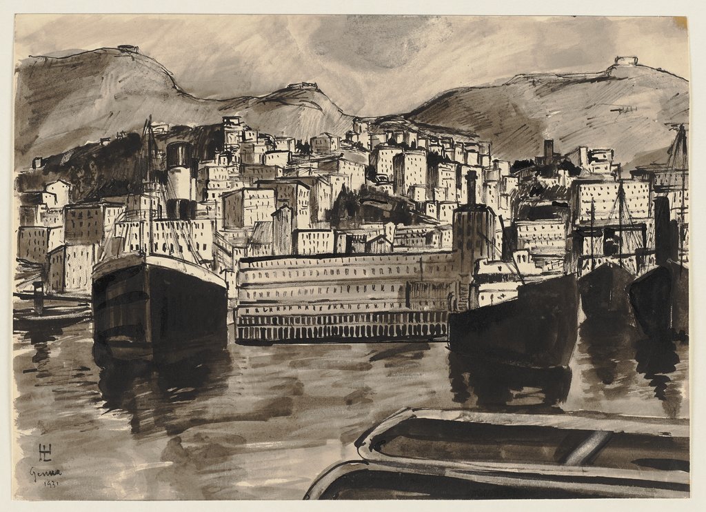 Harbour view of Genoa, Hermann Lismann