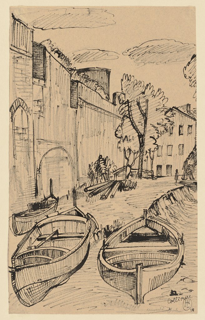 Zwei Boote im Hafen von Collioure, Hermann Lismann