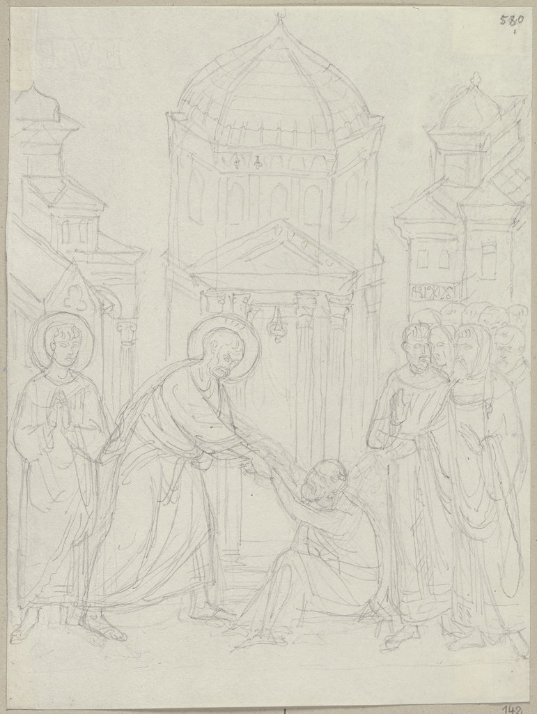 Aus der Apostelgeschichte im Querschiff der oberen Kirche von San Francesco in Assisi, Johann Anton Ramboux, nach Giunta Pisano;   ?