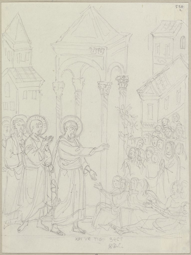 Aus der Apostelgeschichte im Querschiff der oberen Kirche von San Francesco in Assisi, Johann Anton Ramboux, after Giunta Pisano;   ?