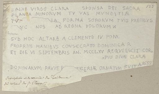 Die Nachschrift einer Inschrift eines Altares (?), Johann Anton Ramboux