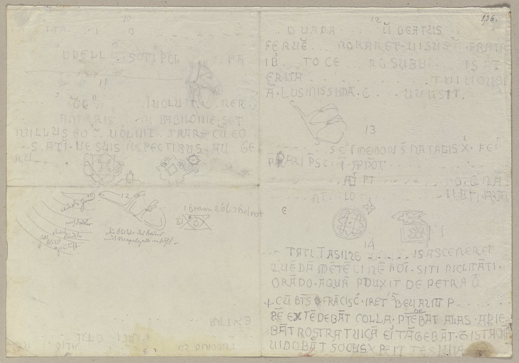 Ornamentale Detailstudien sowie Nachschriften verschiedener Inschriften, Johann Anton Ramboux