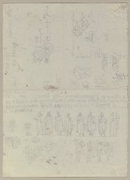 Figürliche und ornamentale Detailstudien sowie die Nachschrift zugehöriger Inschriften, Johann Anton Ramboux